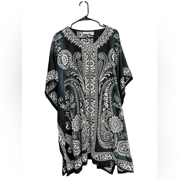 Sante Classics Black Paisley Caftan Cover Up Size one size fits‎ all - Picture 1 of 9